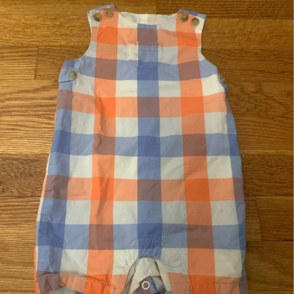 Janie and Jack Plaid Shortall John John Overalls Size 3-6 Months - Picture 1 of 4